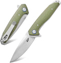 Eafengrow EF972 Folding Knife D2 Steel Blade Micarta Handle Pocket Knife Folder for Outdoor Camping Hiking Working EDC Tool Knife(army green)