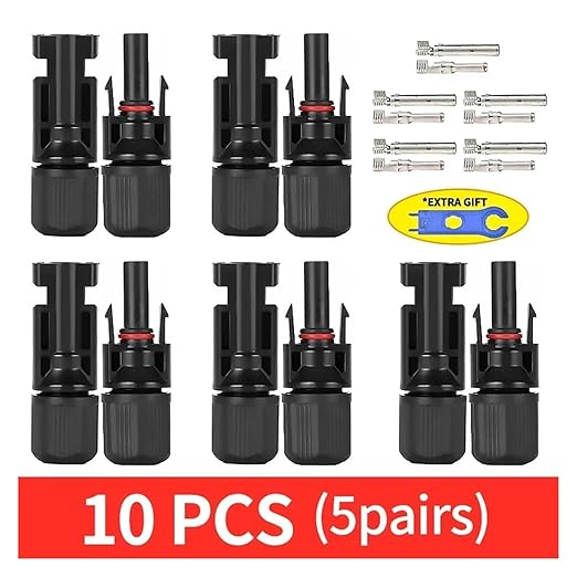 Solar Cable Connectors 600/200/100/40/20/10 Pcs DC Solar Connector 1000V30A Panel Stecker IP67 Waterproof Connectors Kit for PV/MC Cable 2.5/4/6mm2(10pcs(5pairs))