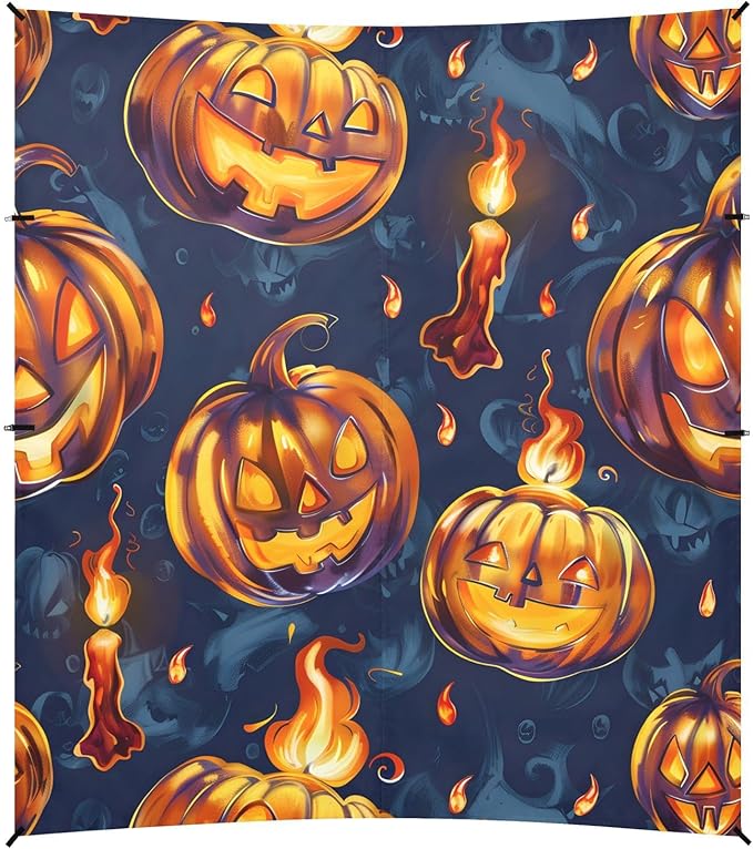 ALAZA Pumpkin Laugh Halloween Beach Tent Sun Shelter UPF50+ Protection Beach Shade Canopy w/ 4 Sandbags for Outdoor Camping Fishing Backyard Fun Picnic 10x9 ft