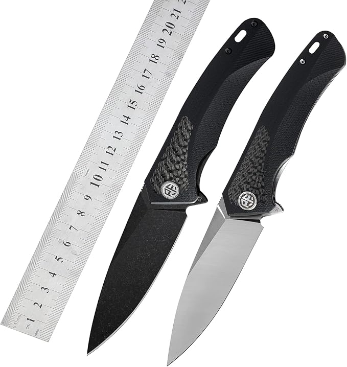 Petrified fish PF838 3.74 D2 steel folding knife outdoor tactical pocket knives G10 handle camping hunting Cutter EDC tool (White Stonewash White Stonewash)