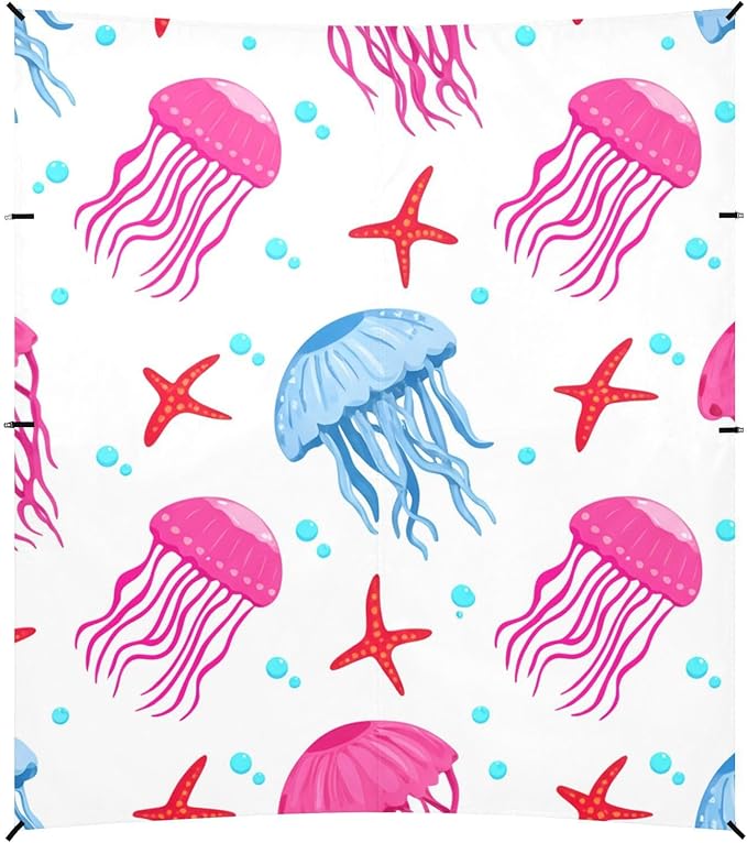 Beach Canopy with Windproof Ropes &amp Sandbags Beach Tent Sun Shade Sun Shelter for Camping Trips Fishing Backyard Fun or Picnics Jellyfish