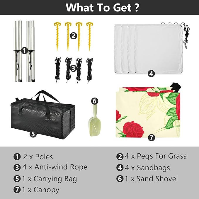 Beach Canopy with Windproof Ropes &amp Sandbags Beach Tent Sun Shade Sun Shelter for Camping Trips Fishing Backyard Fun or Picnics Rose