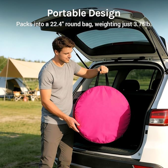 Wolfwise Pop Up Shower Tent for Camping Portable Instant Changing Tent with Ventilation Window &amp Carry Bag Privacy Bathroom Toilet for Beach &amp Outdoor Width 47  Height 75  Rose Red