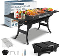 Portable Charcoal Grill Foldable Grills BBQ Grill Charcoal Small Grill for Travel Camping Outdoor Cooking Backyard Hiking Patio Garden Picnics Black