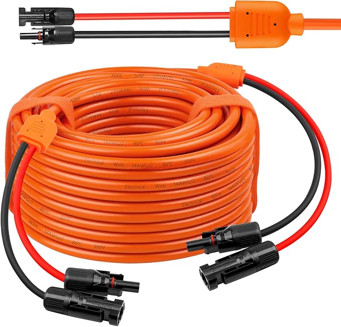 Solar Panel Extension Cable 75FT - MOOKEERF 10AWG+14AWG Solar Wire with Female &amp Male IP68 Waterproof Connector for RV Photovoltaic Systems Home Boat Solar Panels Car
