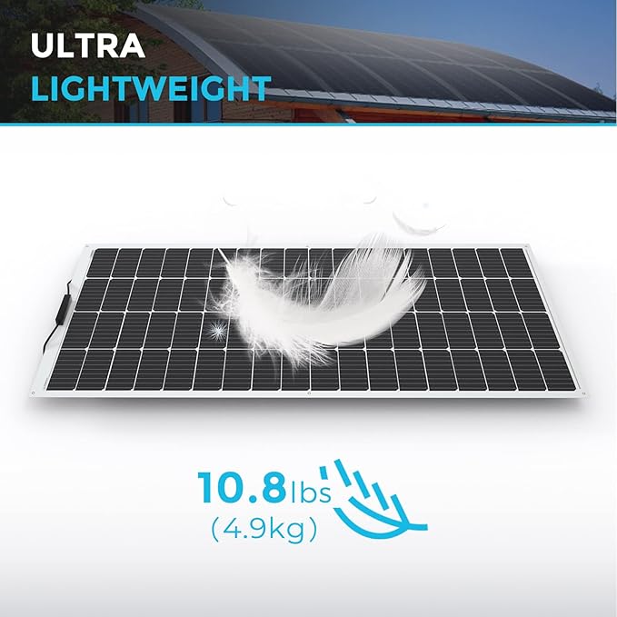 Renogy Solar Panels 200 Watt 12V Flexible Solar Panel 200W 22% High-Efficiency 240° Ultra Lightweight Solar Panels for Marine RV Cabin Van Car Boat Camping Curve Surfaces