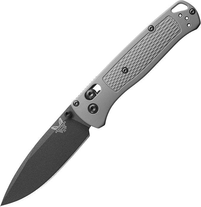 Benchmade - Bugout Outdoor EDC Folding Knife Slim Lightweight Plain Edge Drop-Point Blade CPM-S30V Stainless Steel (58-60HRC) Grivory Handle (535BK-08)