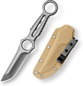 EDC Fixed Blade Knife with Sheath Camping Knife Fixed Blade 3.3 DC53 Steel Outdoor Survival Blade Full Tang Hunting Knives for Men Women IB-01 Silver