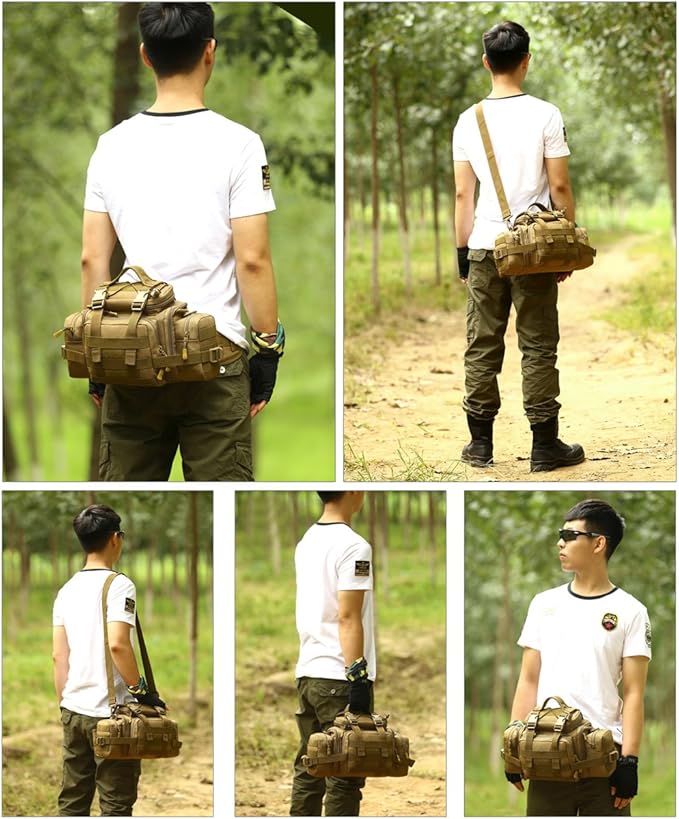 Huntvp Tactical Assault Gear Sling Pack Hiking Waist Fanny Pack Bag Shoulder Backpack EDC Camera Bag MOLLE Utility Carry Bag Heavy Duty with Shoulder Strap