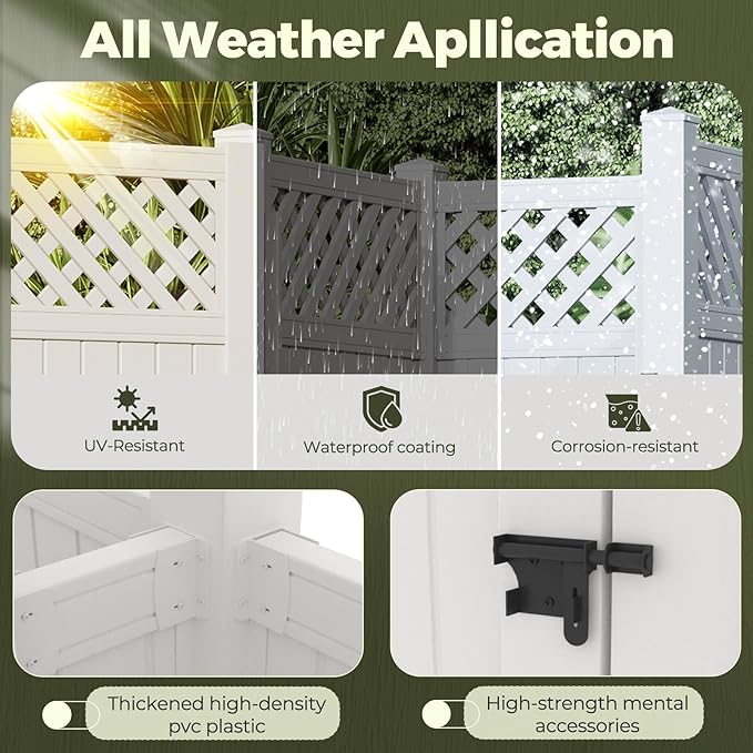 EROMMY 80.75H x 45.75W x 45.75L White PVC Outdoor Shower Enclosure with Door Weatherproof Privacy Stall for Pool &amp Beach Durable Vinyl Construction(Grid-panel)