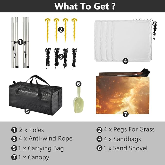 ALAZA Fire Dragons Battling Beach Tent Sun Shelter UPF50+ Protection Beach Shade Canopy w/ 4 Sandbags for Outdoor Camping Fishing Backyard Fun Picnic 10x9 ft