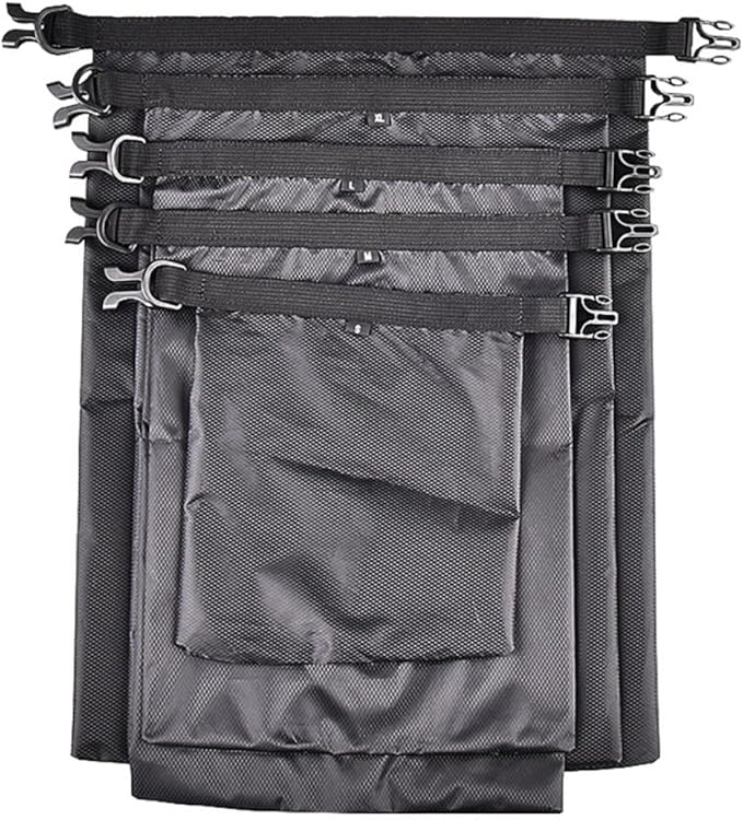 5pcs Waterproof Dry Bags Set Black Kayak Dry Bag and Drifting Waterproof Multifunctional Outdoor Storage Pouches for Camping Boating Rafting with Capacity 1.5l 2.5l 3l 4l 8.5l
