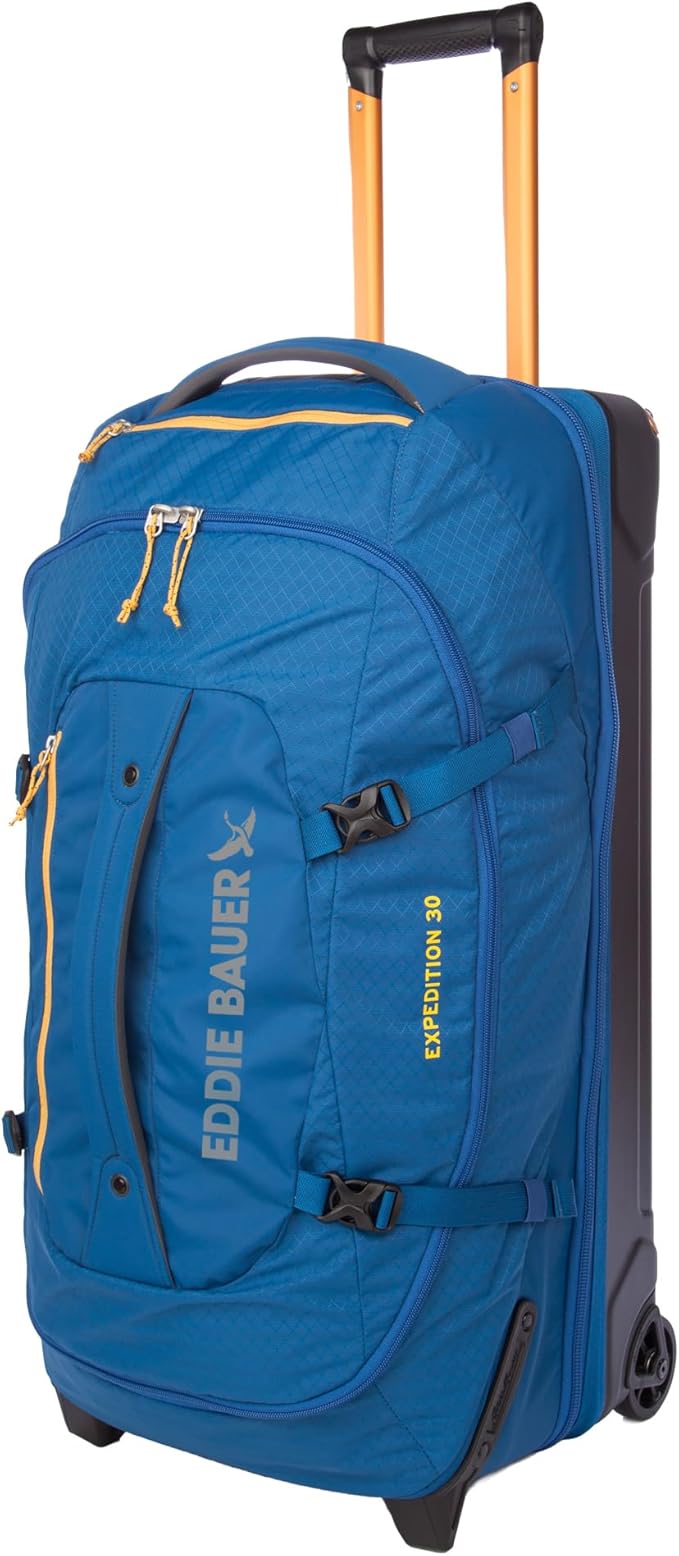 Eddie Bauer Expedition Rolling Duffel Bag with Wheels | Travel | Check-In | Luggage | Rugged | Durable - True Blue 30