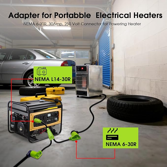 30Amp Generator to Welder Y Splitter Adapter NEMA L14-30P to NEMA 6-50R/6-30R Y Splitter Cord Adapter for 50Amp and 30Amp Welder and Level 2 EV Charger 240V STW 4/10 AWG 2.5FT