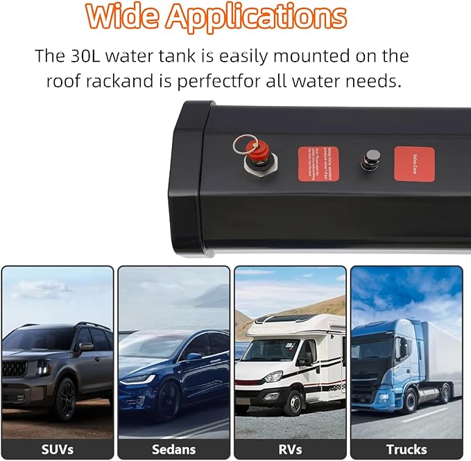 Road Camping Shower Pressurized Water Tank 4.76-8Gal Solar Roof Rack ShowerPortable Camping Showerhead Handheld with Storage Bag Device