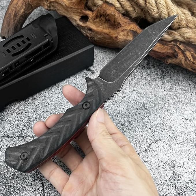 8.38 Fixed Blade Knife with Kydex Sheath D2 Steel Blade G10 Handle Outdoor Knife for Camping Hiking Fishing Survival Gift