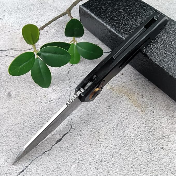 Multifunctional Knife EDC Folding Pocket Knives For Men 2.75in Stonewashed Reverse Tanto Blade Black Aluminum Handles With Pocket Clip for Outdoor Camping