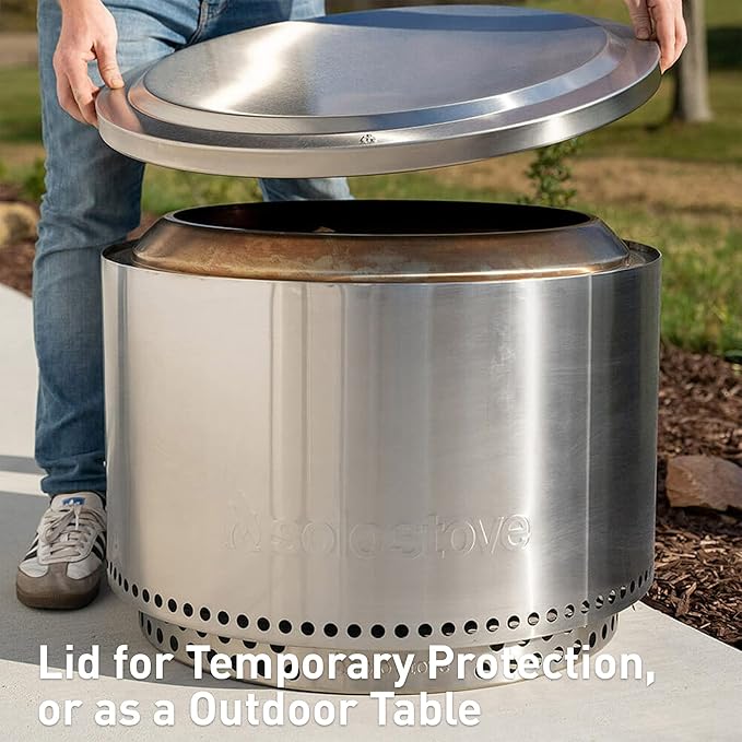 Solo Stove Yukon Backyard Bundle 2.0 | Incl. Yukon Smokeless Fire Pit with Stand Shelter Shield Lid Portable for Wood Burning Removable Ash Pan Stainless Steel H: 19.8in x Dia: 27in 50.85lbs.