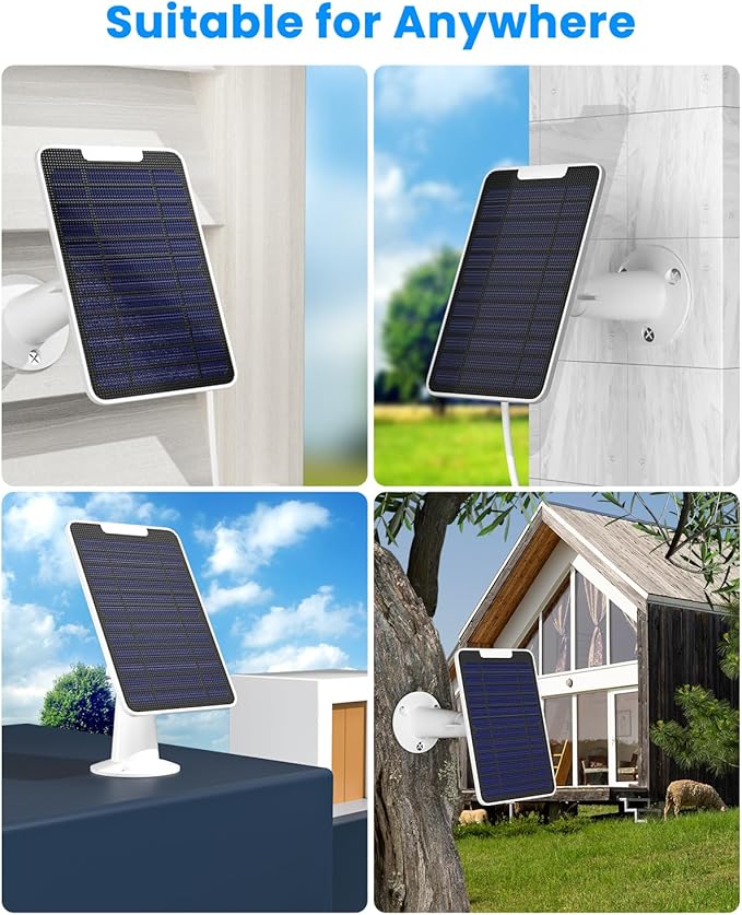 5W Solar Panel for Simplisafe Outdoor Camera Solar Panel Charger for SimpliSafe Outdoor Security Camera Wireless IP65 Waterproof 10ft Charging Cable with Secure Wall Mount &amp Screwdriver 2 Pac