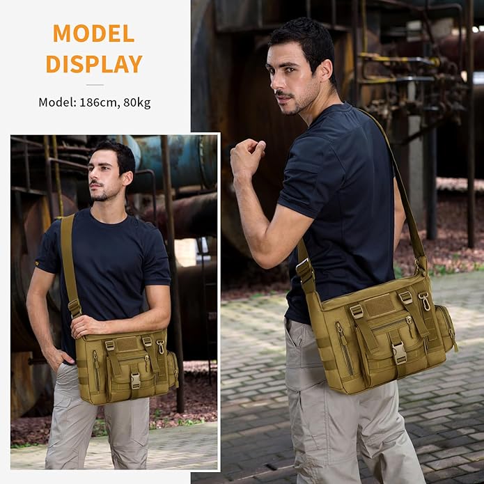 HUNTVP Messenger Bag Tactical Messenger Bag Men Canvas Shoulder Crossbody Military Laptop Bag for Work Outdoor Camping Hiking