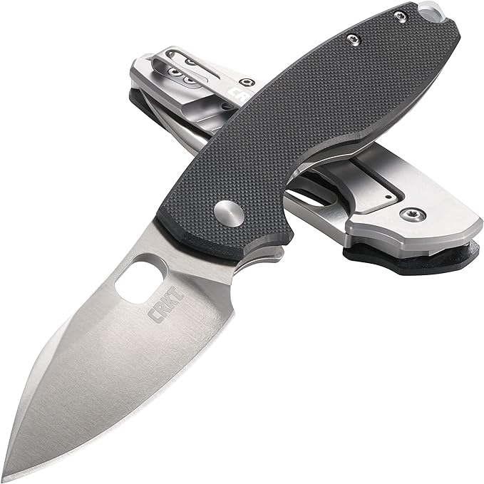 CRKT Pilar III Everyday Carry EDC Pocket Folding Knife with Frame Lock: Stainless Steel Plain Edge Blade G10 Handle Pocket Clip 5317