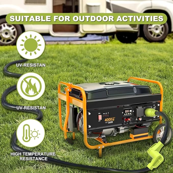 30 Amp to 50 Amp RV Generator Adapter Cord NEMA L5-30P Twist Lock Male Plug to NEMA 14-50R Female Outdoor Ower Equipment Suitable for RV Trailer Camper Heavy Duty STW 10 AWG(12 Inch)