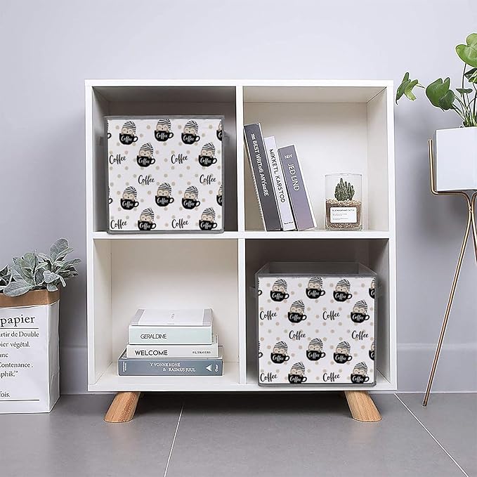 Convenient Closet Organizer Bins Cute Coffee Owl Foldable Storage Cubes for Clothes Shoes Neat Storage Solution