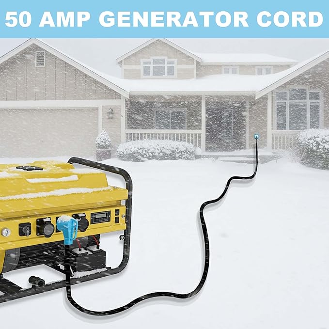 CircleCord UL Listed 50 Amp 50 Feet RV/Generator Cord with Locking Connector Heavy Duty 6/3+8/1 Gauge STW Wire 14-50P Male and SS2-50R Twist Locking Female for RV Camper and Generator to House