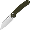 CJRB Pyrite-Alt (J1925A) Folding Pocket Knife 3.11 Stonewash AR-RPM9 Steel Blade Green G10 Handle Manual Thumb Hole Open Button Lock EDC Knife for Outdoor Hiking
