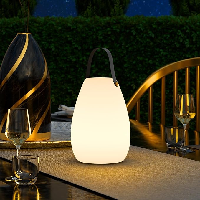 uuffoo Rechargeable Portable Table Lamp Cordless RGB Lantern with Remote Decorative LED Night Light IP44 Waterproof Indoor Outdoor Lamp for Bedroom Patio Garden Wedding Party