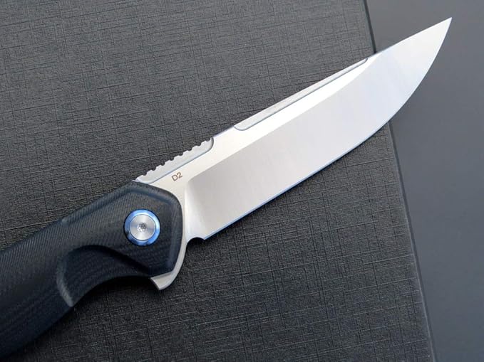 Eafengrow EF953 Pocket Folding Knife G10 Handle D2 BladeEDC Tool Knife for Outdoor Camping Hiking (Black)