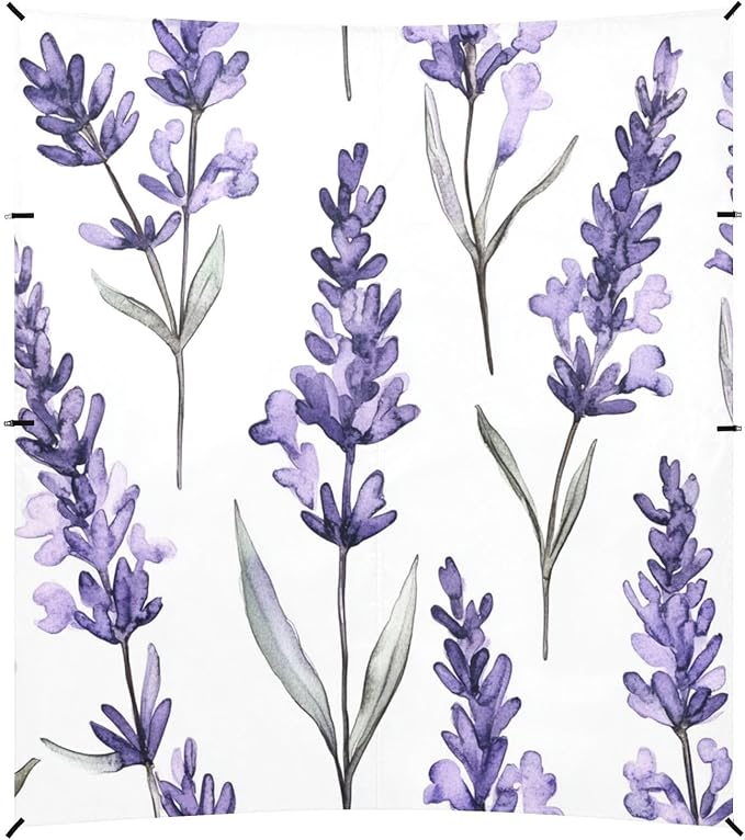 ALAZA Watercolor Seamless Pattern with Lavander Beach Tent Sun Shelter Portable Canopy Sunshade for Outdoor Camping Picnics Backyard Fun 10x9 ft