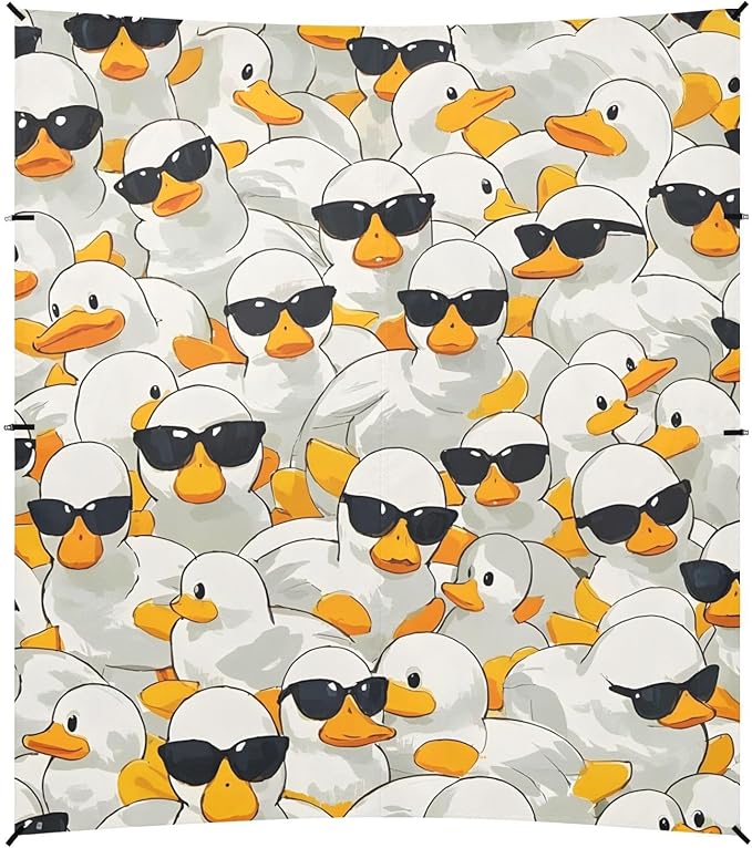 ALAZA White Duck with Sunglasses Beach Tent Sun Shelter Portable Canopy Sunshade for Outdoor Camping Picnics Backyard Fun 10x9 ft