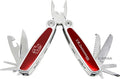 BRISA VW Collection - Volkswagen Multitool Foldable Pocket Tool 8 in 1 Stainless Steel Multifunctional in Retro/Vintage with VW T1 Bus (Silhouette/Red)