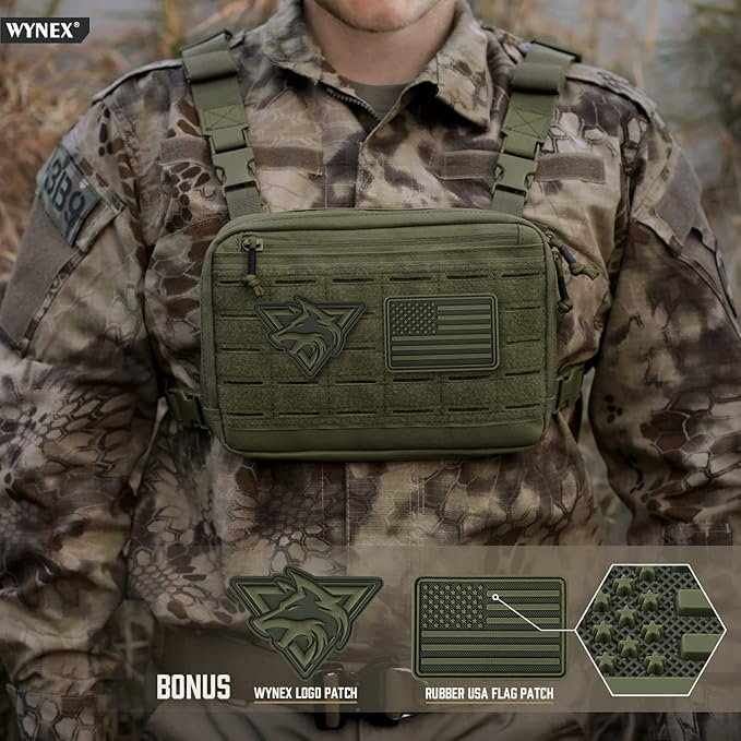 WYNEX Tactical Chest Rig Bag Molle Chest Pouch Utility Recon Kit Pack Bag EDC Pouch Running WYNEX Tactical Molle Admin Pouch of Laser Cut Design Utility Pouch