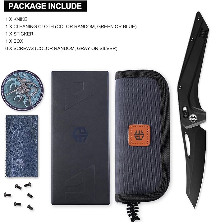 Petrified fish PFP15 Frigate Folding Knife3.82 CPM S35VN Steel Black Stonewashed Blade Aluminium Handle Pocket Knife for Camping Outdoor (Black Aluminum &amp Black Finished)