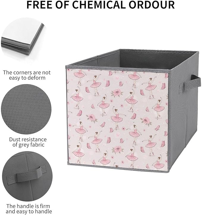 Collapsible Storage Bins with Handles Dance Girl Women Ballet Large Capacity Foldable Cube Box for Blankets Comforters Pillows Perfect for Linen Closet Storage