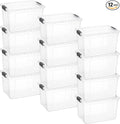 Superio Clear Storage Boxes with Lids Deep BPA Free Plastic Containers Bins for Organizing Stackable Crates Organizer Totes for Home Office School and Dorm (14.25 Quart 12 Pack)