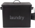 AuldHome Design Enamelware Laundry Powder Container (Black) Enamelware Detergent Bin w/ Scoop