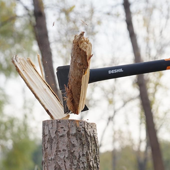X25 Wood Splitting Axe 28” Camping Outdoor Hatchet for Wood Splitting and Kindling Forged Carbon Steel Heat Treated Hand Maul Tool Nylon Hollow Handle Shock Reduction Handle