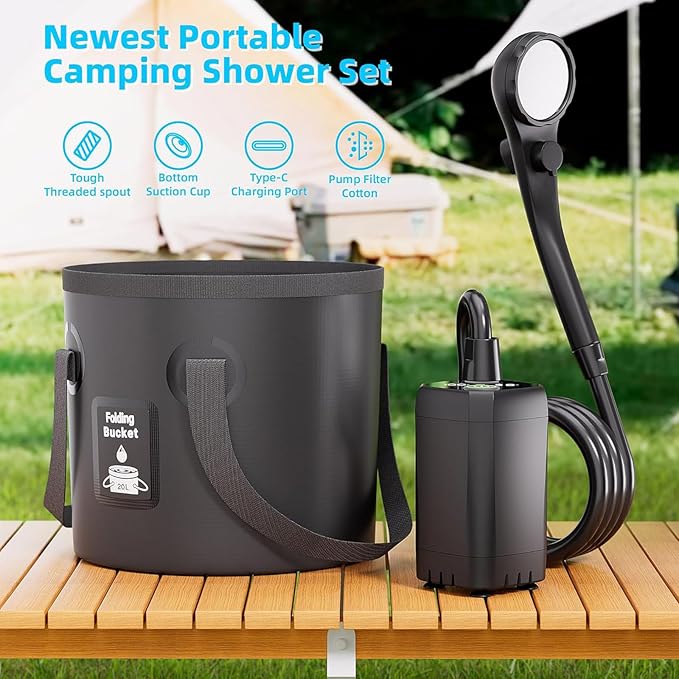 Upgraded Outdoor Shower Set with Suction Cups 3 Modes Camping Bathing Tool for Beach or Pet Bathing Outdoor Shower