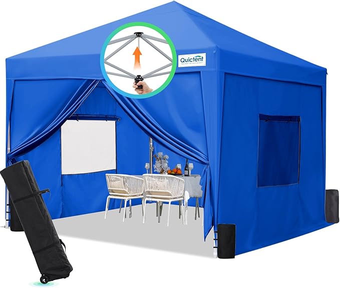 Quictent Privacy 10x10 Pop up Canopy Tent with Sidewalls and Roll-up Ventilated Windows One Person Easy Setup Outdoor Commercial Gazebo Shelter Enclosed Waterproof Bonus 4 Sandbags