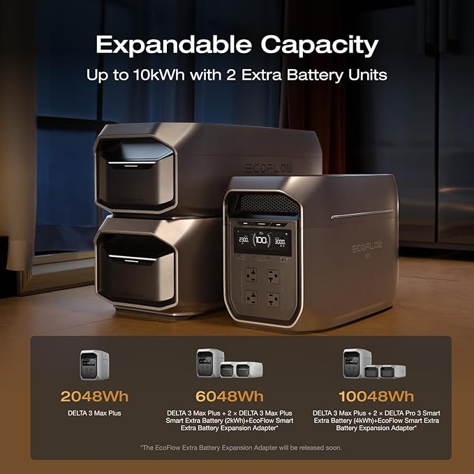 EF ECOFLOW Portable Power Station DELTA 3 MAX Plus Extra Battery 2048Wh LiFePO4 Expansion Battery for Power Station DELTA 3 Max Plus and DELTA 3 Ultra Plus