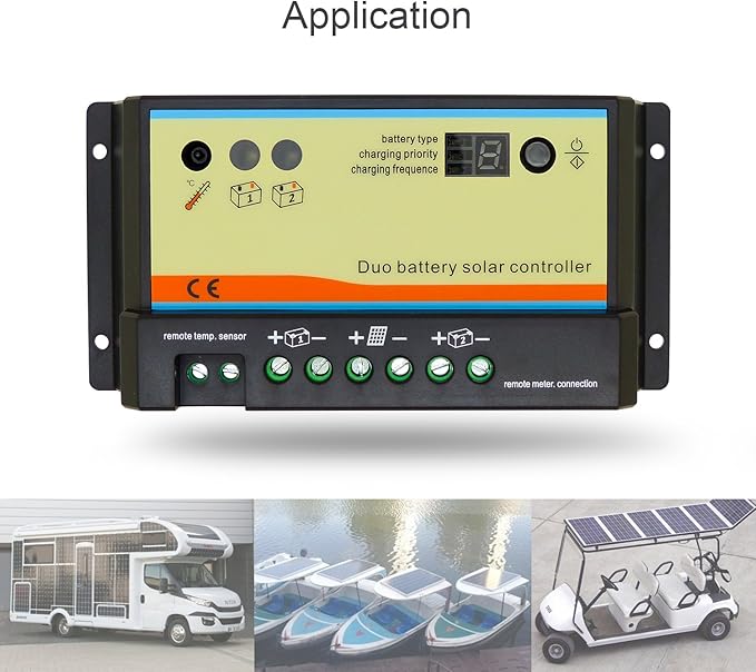 20A Duo Battery Solar Panel Charge Controller Regulator 12/24V