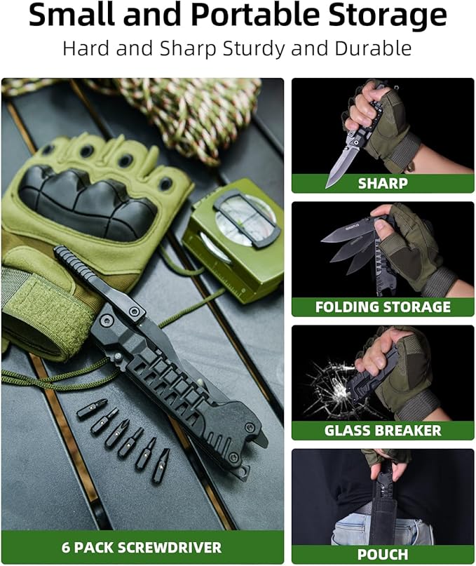 Multitool Knife 17 in 1Fire Starting Sticks Bottle Opener Saw Screwdrivers Bottle Opener Whistle Window Breaker and More -Perfect for Camping Outdoor Survival and Everyday UseGifts for Men Dad