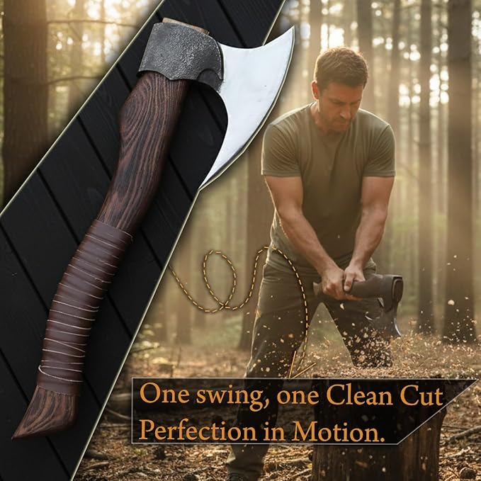 Kacha Store | Custom Handmade Viking Medieval Axe with GiftHand AxesViking Gifts for MenCamping TomahawkBeardedValhalla Ax with Leather Sheath (Battle)