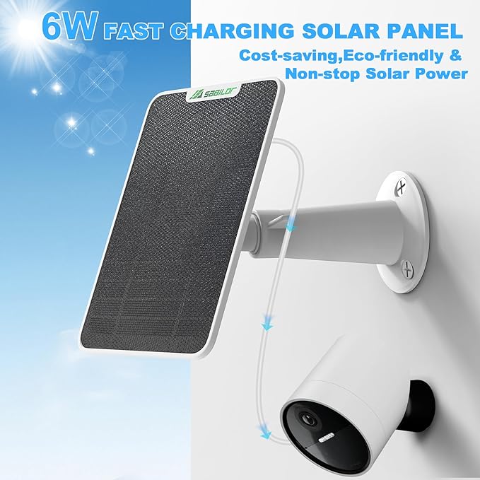 4 Pack 6W Solar Panel for SimpliSafe Outdoor Camera IP65 Weatherproof Solar Panel Charger Compatible with SimpliSafe Camera Solar Panels with Secure Wall Mount 9.8ft Cable 360° Adjustable Bracket