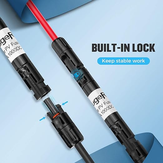 BougeRV 30A Solar Fuse Holder Inline PV Inline Fuse Holder 30 Amp for Solar Panel and Controller Waterproof Fuses Connector Solar Surge Protection Device (Pack of 2)