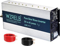 WZRELB 4000W Pure Sine Wave Inverter Car Power Inverter 24V DC to 110V 120V AC Converter for RV Truck Solar Outdoor with Dual AC Outlets Hardwire Port Surge 8000W LED DisplayOff-Grid