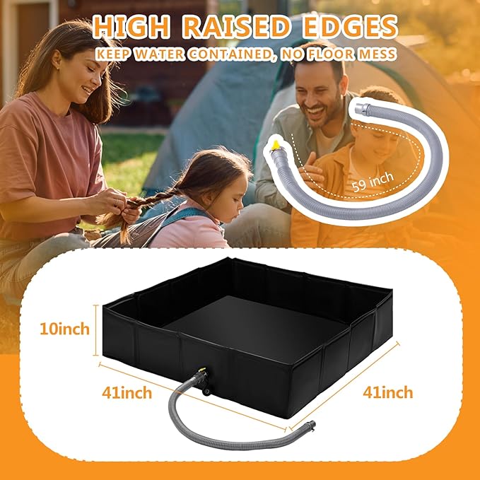Portable Shower Pan Foldable Shower Base &amp Basin Floor with Detachable Drain Pipe Ideal for RV OutdoorIndoor Shower Stall Enclosures